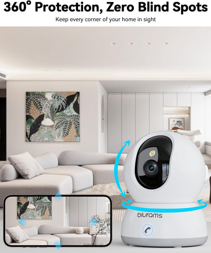blurams Pet Camera 4K, 8MP Indoor Cameras for Home Security with One-Touch Call, Color Night Vision, Motion Tracking, 5GHz/2.4GHz Wi-Fi, Cloud & SD Card Storage, Wi-Fi 6