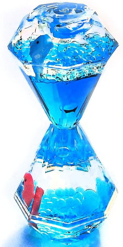 YUE MOTION Liquid Motion Bubbler Floating Sea Creatures, Diamond Shaped Liquid Timer for Fidget Toy,Autism Toys, Children Activity, Calm Relaxing and Home Ornament