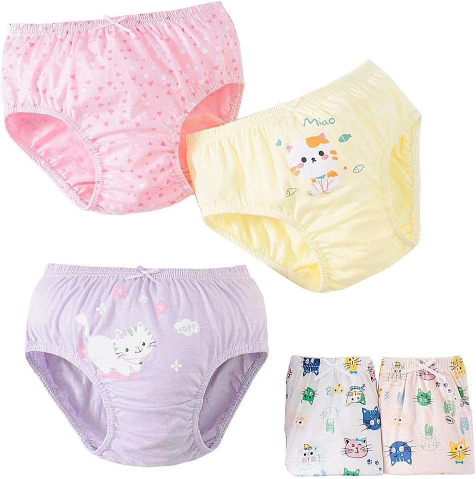 CHUNG Toddlers Little Girls Cotton Briefs Panties Pack of 5/6 Print Underwear 2T-10Years