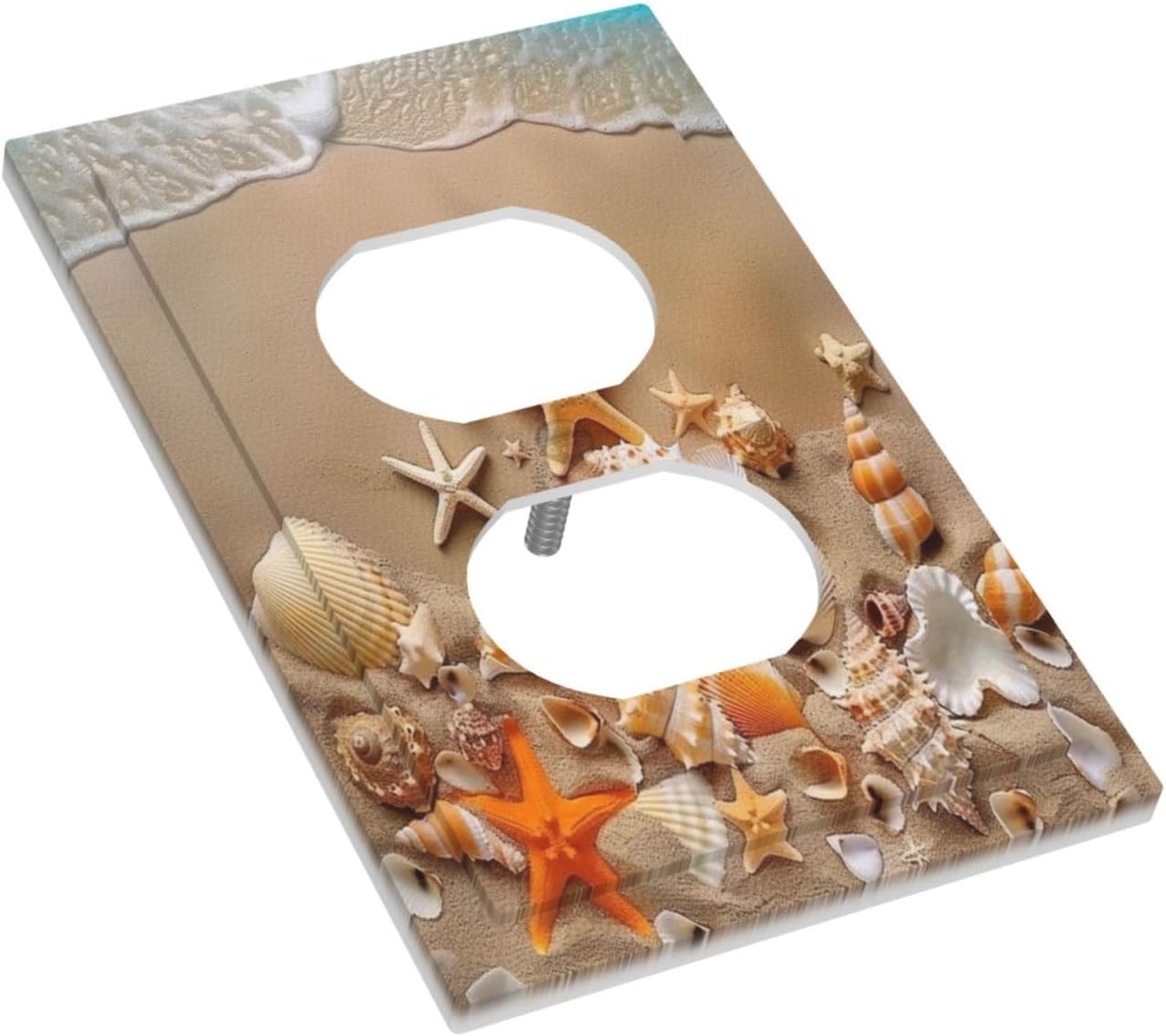Decorative Outlet Covers Beachy Sea Ocean Seashell Starfish 1 Gang Duplex Light Switch Cover Plate Wall Plates for Electrical Outlets Switchplate Faceplate for Bedroom Home Decor