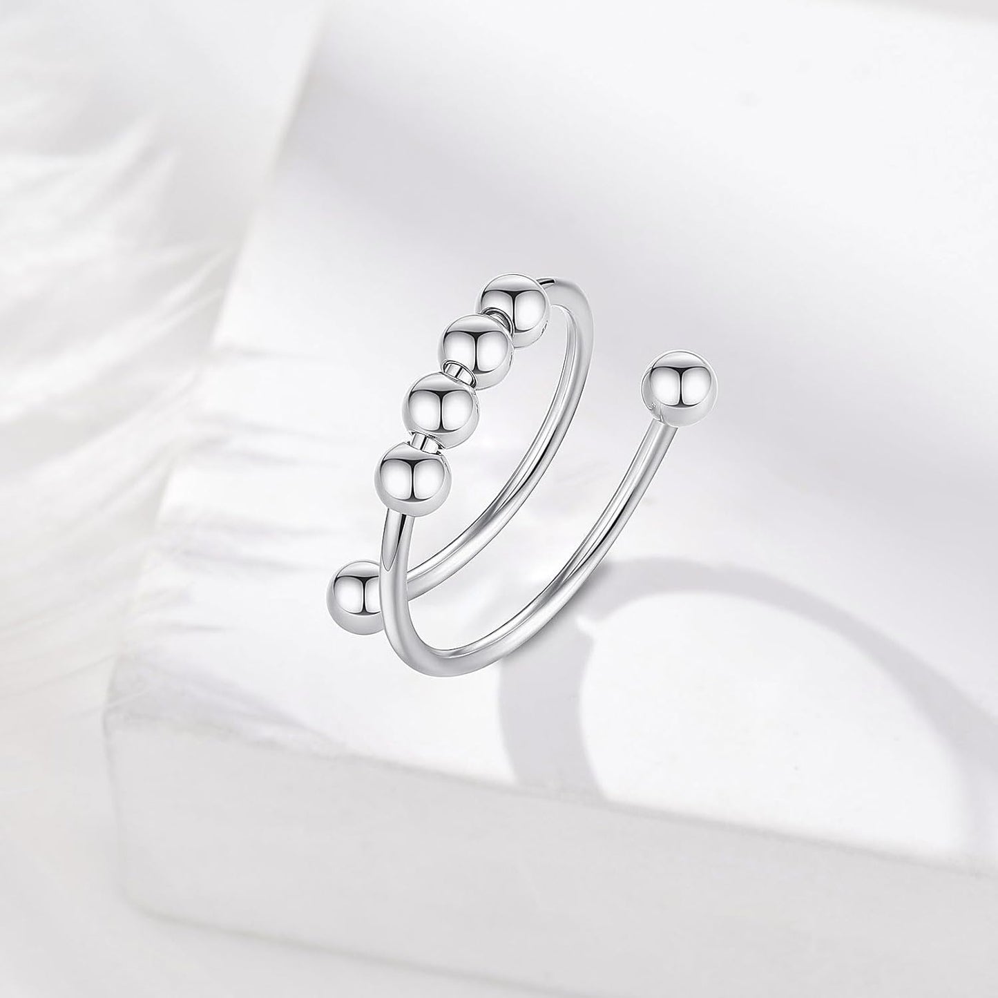 INFUSEU Funny Spinner Fidget Rings for Women Girls Anti Anxiety Stress Worry, Adjustable Size