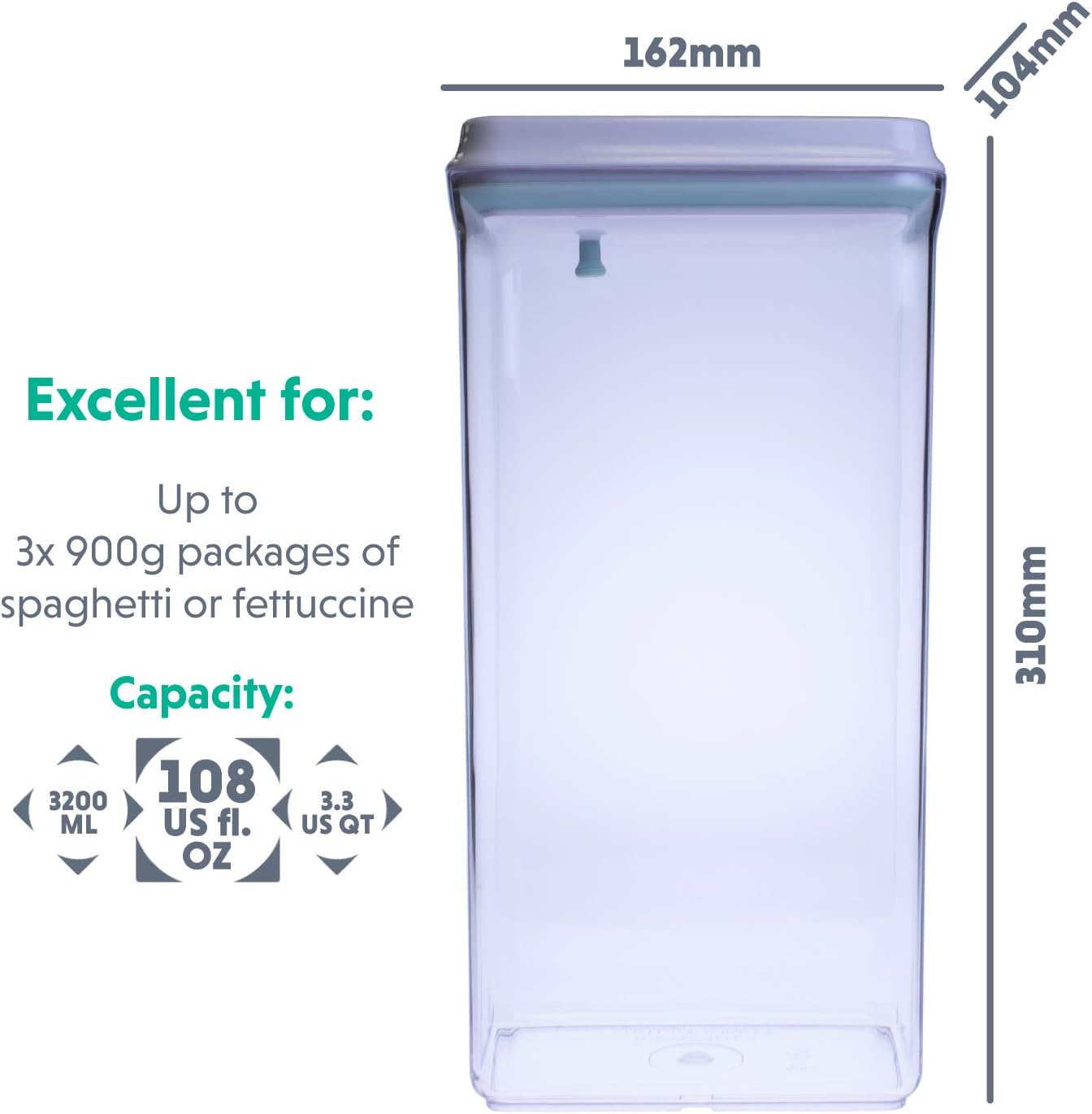 BopTop (1pc - Spaghetti/Cereal) Airtight Food Storage Container – Mechanical Silicone Seal Canister
