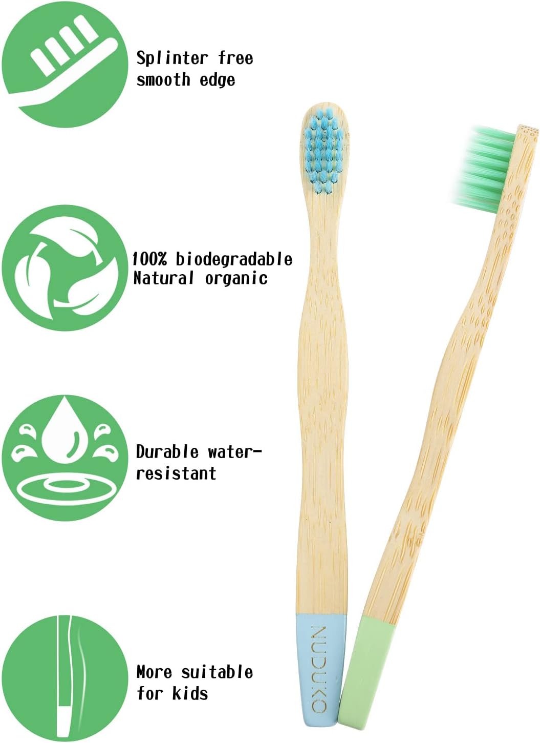 Bamboo Kids Toothbrushes (6 Pack) - Soft Bristle Organic Compostable BPA Free Toothbrush for Kids