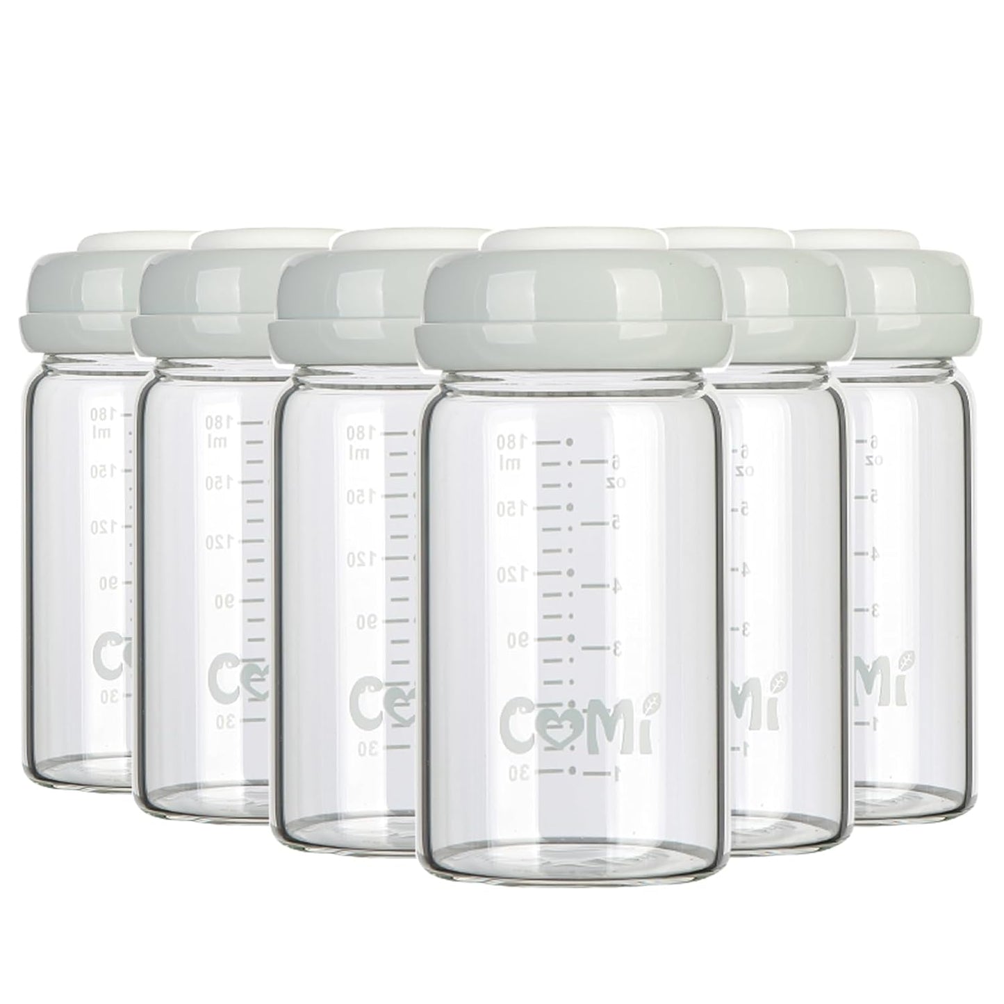 COMI Wide Neck Glass Breastmilk Collection n Storage Bottle, 6oz with Screw Ring Sealing Disk;