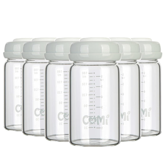 COMI Wide Neck Glass Breastmilk Collection n Storage Bottle, 6oz with Screw Ring Sealing Disk;