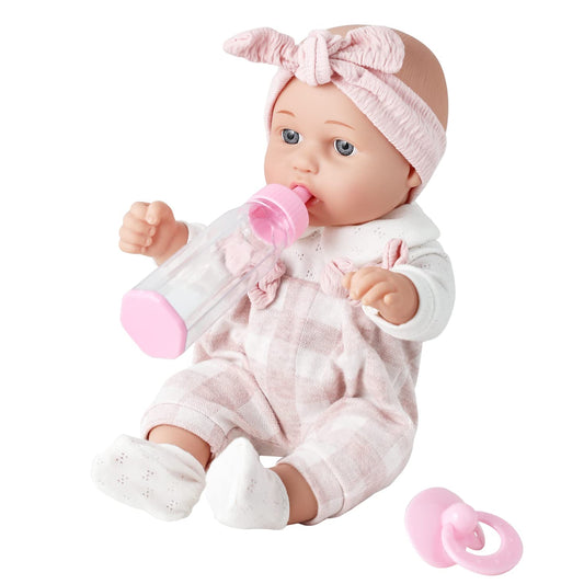 Enjoyin 12'' Baby Doll in Gift Box with Pink Cloths, Pacifier, 13''x13'' Microfabric Blanket, and