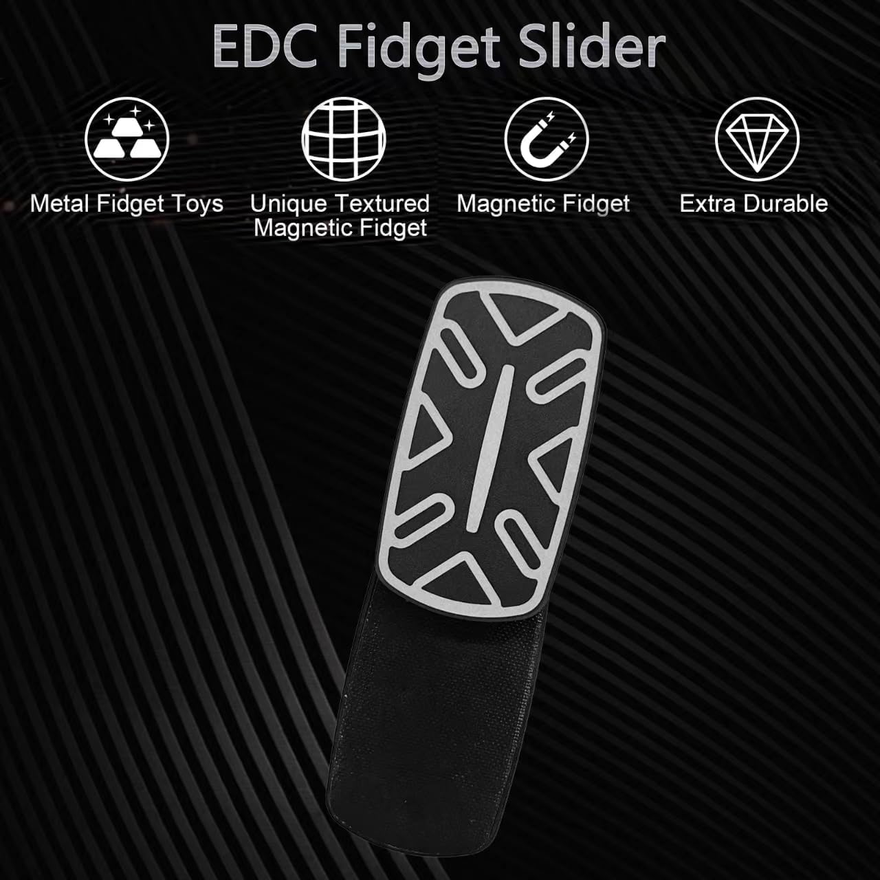 Trackless Fidget Slider, Aluminum Alloy Magnetic Metal Fidget Slider EDC Fidget Toys for Adults, Home Office Executive Desk Toys Ideal Gifts for ADD/ADHD/Autism (Black 2.0)