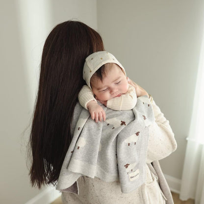 Knit Baby Swaddle Blanket for Boys - 100% Cotton Soft Cozy Lightweight Receiving Swaddling Crib