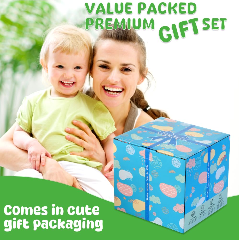 8-in-1 Wooden Baby Activity Cube, Montessori Toys for Toddler 1+ Year Old