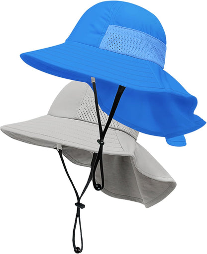 Toddler Baby Sun Hat Kids Summer UPF 50+ for Boys Girls Adjustable Beach Hats with Bucket Wide Brim Age 1-7 Years