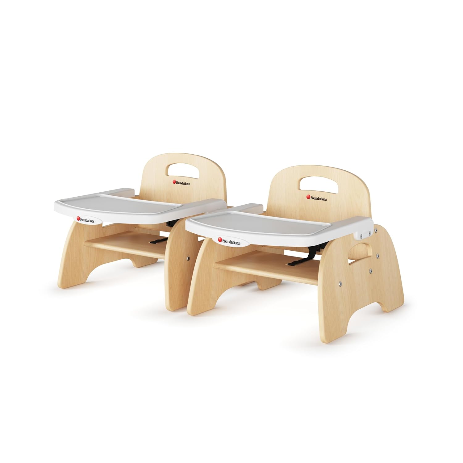 Foundations Easy Serve Low Wood Feeding Chairs Multipack, Adjustable Harness, Removable Dishwasher