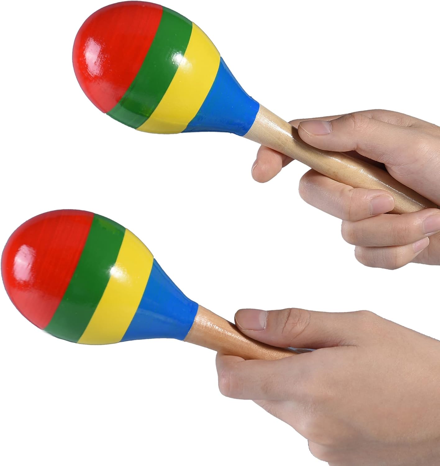 Maracas Hand Percussion Rattles, Wooden Rumba Shaker Musical Instrument for Kids Adults, Set of 2