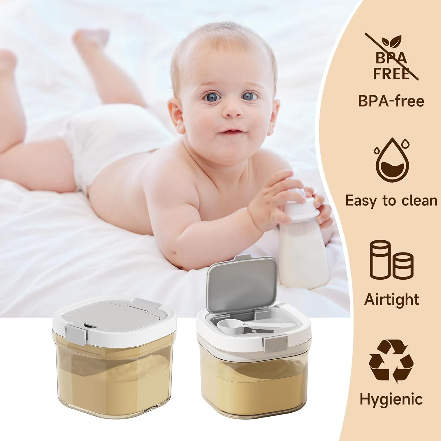 Formula Container to go-800ml Travel Dispenser BPA Free Airtight Container with Spoon and Layered