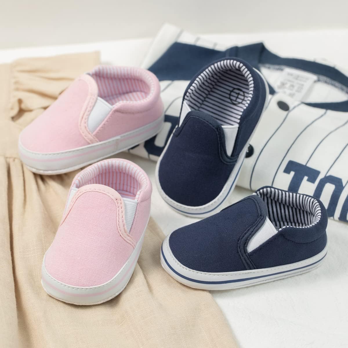 Morbido Infant Baby Boys Girls Canvas Sneaker Toddler Slip On Anti Skid Newborn First Walkers Candy Shoes for 0-18 Months