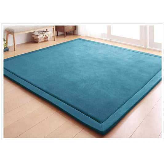 Loartee Coral Velvet Crawling Rugs & Area Rugs (6.0'x 6'8", Blue) for Toddler Children Play Mat & Yoga Mat Exercise Pads