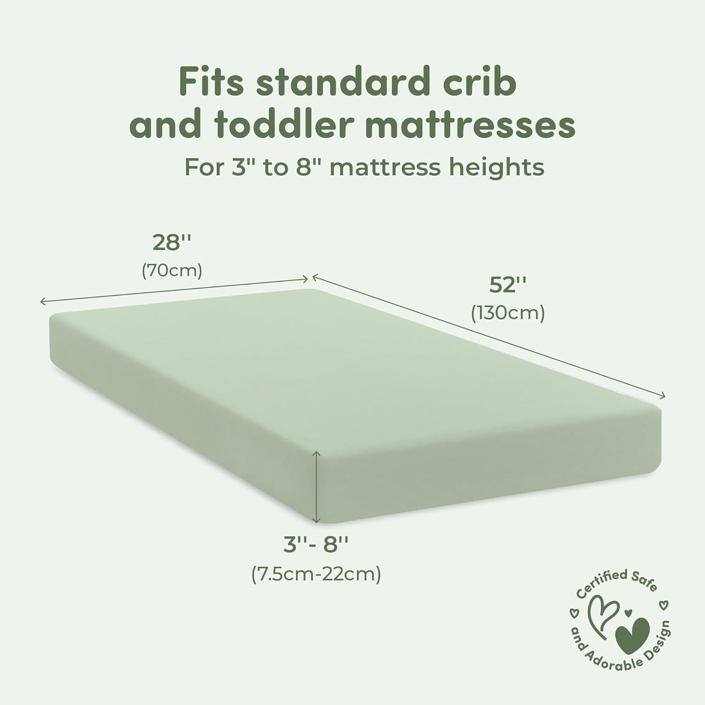 Sweety Fox 2-Pack Crib Sheets - Soft Cotton Jersey Fitted Sheets for Boys and Girls, Mini Crib