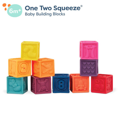B. toys, One Two Squeeze Soft Building Blocks, 10 Pack, Blocks - 1, Baby