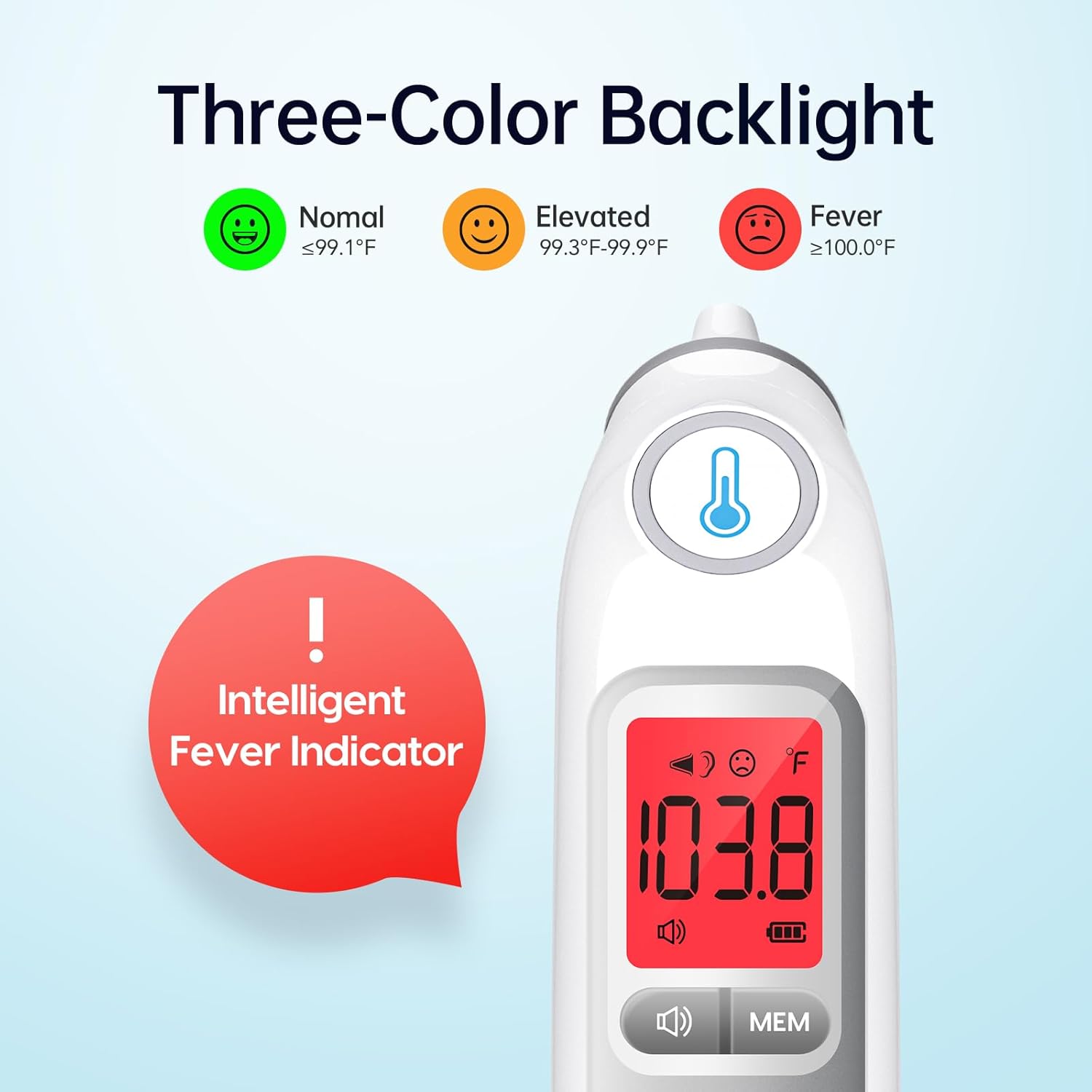Ear Thermometer, Highly Accurate Ear Thermometer for Kids, Adults and Babies, 30 Memory Recall, 1s