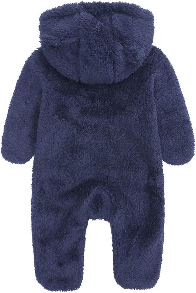 Newborn Baby Snowsuit Fleece Lined Onesie Outfits Warm Hooded Romper for Infant