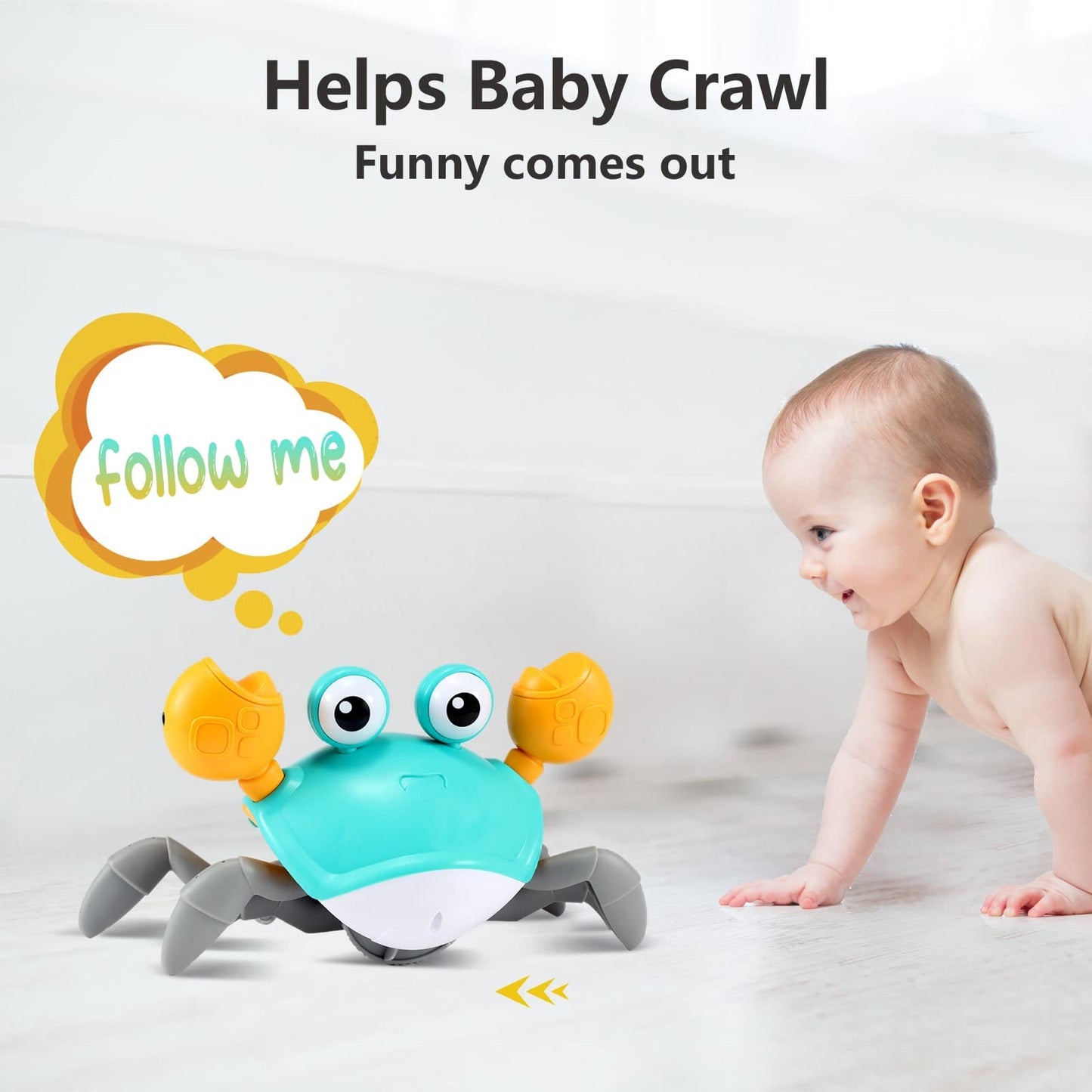 control future Crawling Crab Toy for Little Ones, Tummy Time Toy with Music and Lights, Interactive