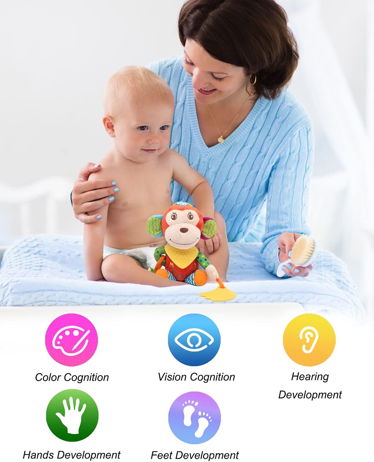 BLOOBLOOMAX Sock rattles for Babies 0-24 Months Baby Animal Foot Finder Educational Toys