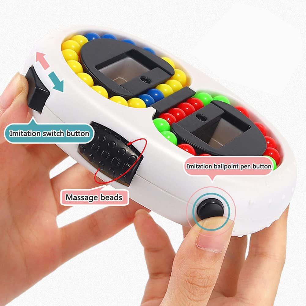 Rotating Magic Bean Cube Spinner Fidget Toys,Stress Relief Gifts Fidget Puzzles for Adults Kids,Anxiety Relief Learning & Education Toys,Double Flip Handheld Puzzle Cube Toys(White)