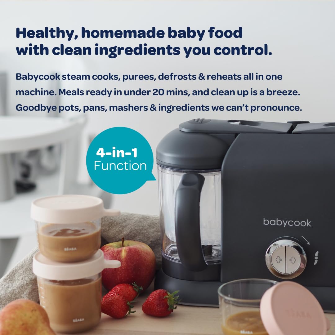 BEABA Babycook Duo 4 in 1 Baby Food Maker, Puree Steamer and Blender for Purees, Grinder with Auto