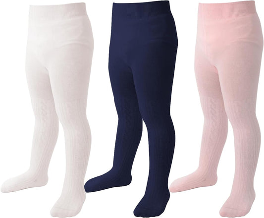 Marchare Baby Girls Tights Thick Solid Cable Knit Leggings Winter Warm Stockings For Toddler Girls