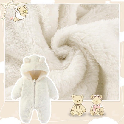 UVIPC Baby Newborn Bear Outfit Fleece Snowsuit Winter Clothes Hooded Jumpsuit Romper for Baby boy girl
