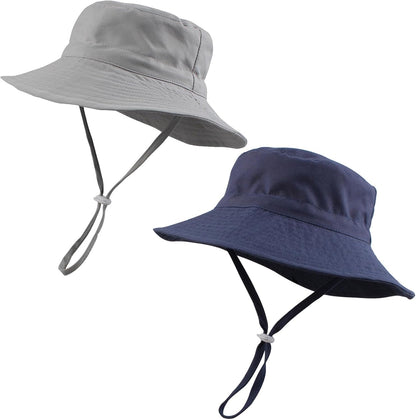 Peecabe Summer Baby Sun Hat for Boys Girls UPF 50+ Wide Brim Toddle Bucket Hat Adjustable Baby Beach Cap 0-8 Years
