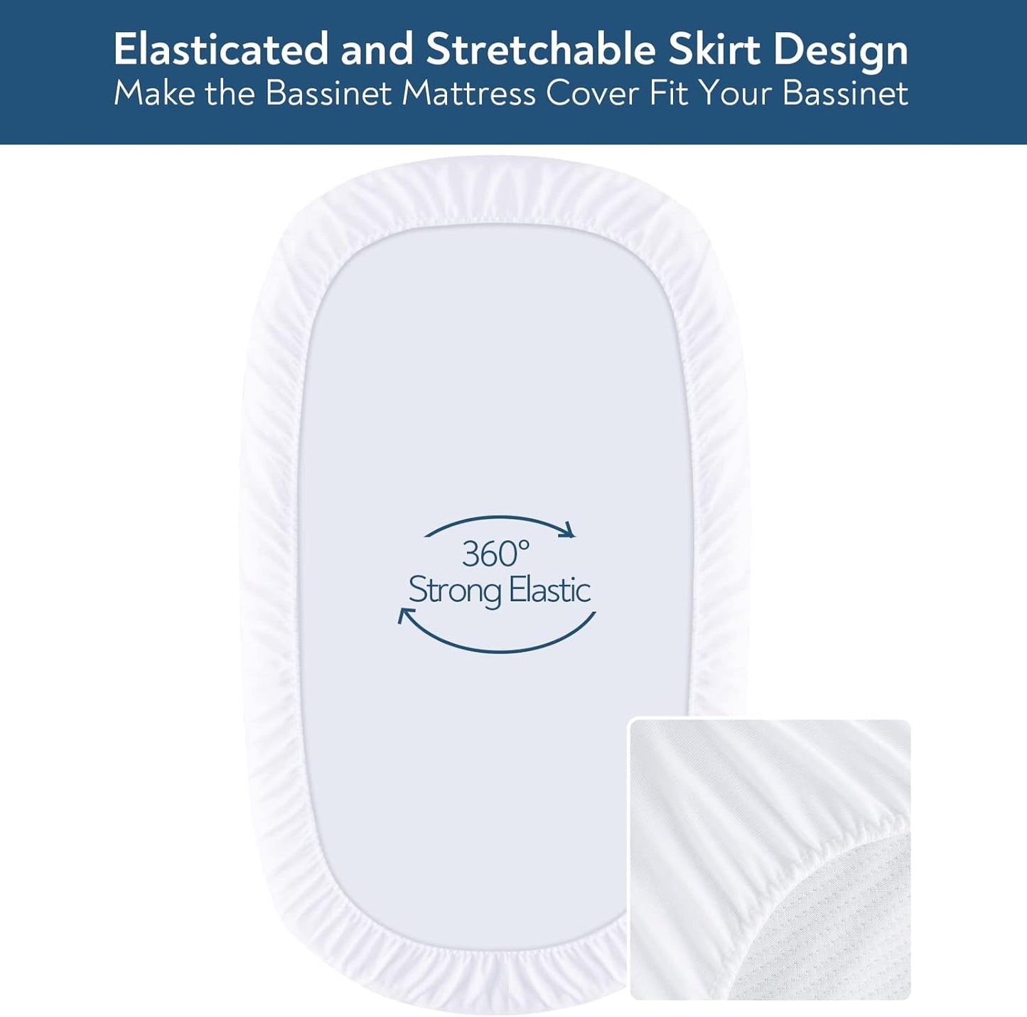 Magik & Kover Bassinet Mattress Pad Cover 15" x 30" - Fit for SNOO Smart Sleeper, Fisher Price Soothing Motions/Rock with Me, Dream On Me Lacy Bassinet, Waterproof, Cotton Terry Surface