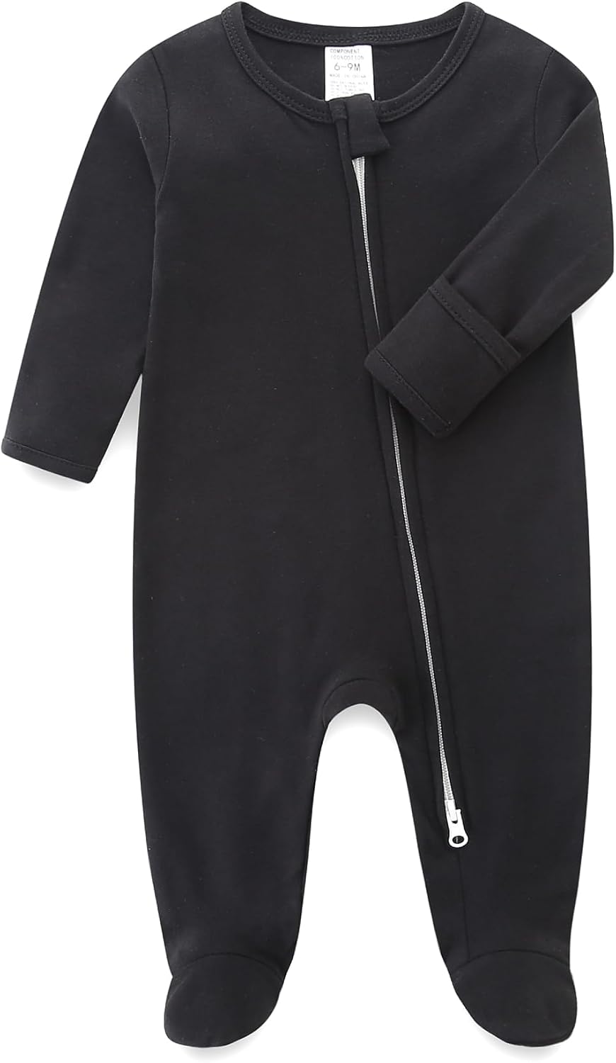 Baby Romper 100% Organic Cotton Pajamas One Piece Long Sleeve Zipper Footie Onesie for 0~12M Baby