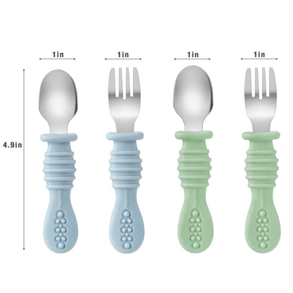 PandaEar Silicone Baby Feeding Set| 2 Pack Silicone Divided Suction Plate and 2 Pack Tiny Cup with