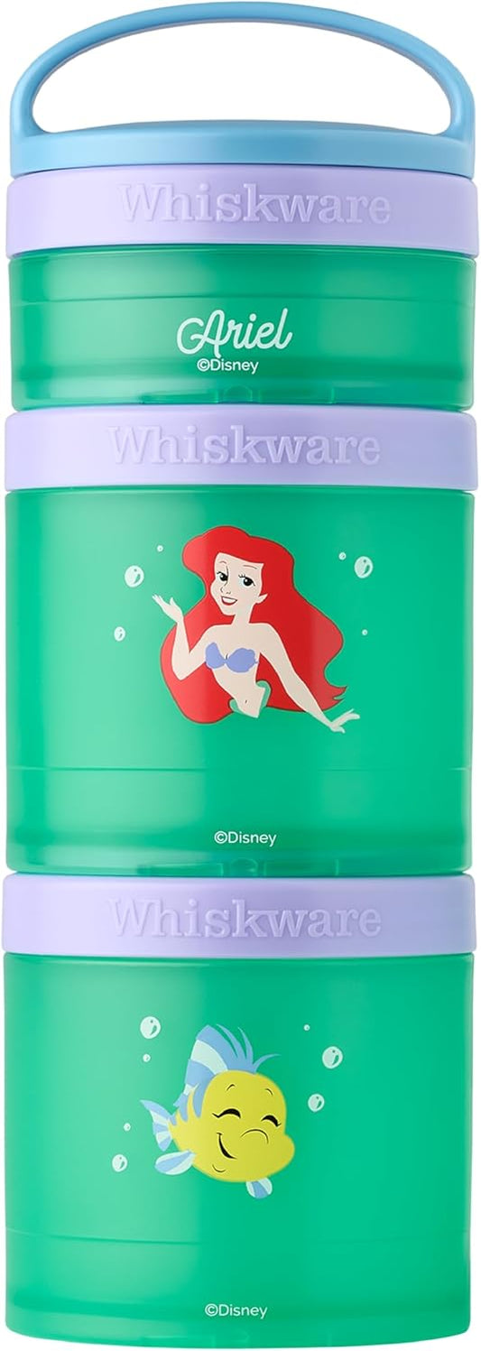 Whiskware Disney Princess Stackable Snack Containers for Kids, 3 Stackable Snack Cups for School