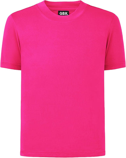 QBK 2T to Youth Neon Shirt Kids UPF 50+ Dry Fit Athletic Short Sleeve Rash Guard T Shirts for Boys Girls Sports Undershirt