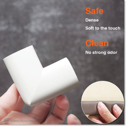 Roving Cove HeftyFit Edge Corner Protector Baby Proofing (Large 18ft Edge 8 Corners), Heavy-Duty, Soft NBR Rubber Foam, Furniture Fireplace Safety Bumper Guard, 3M Adhesive, Oyster White (Off White)