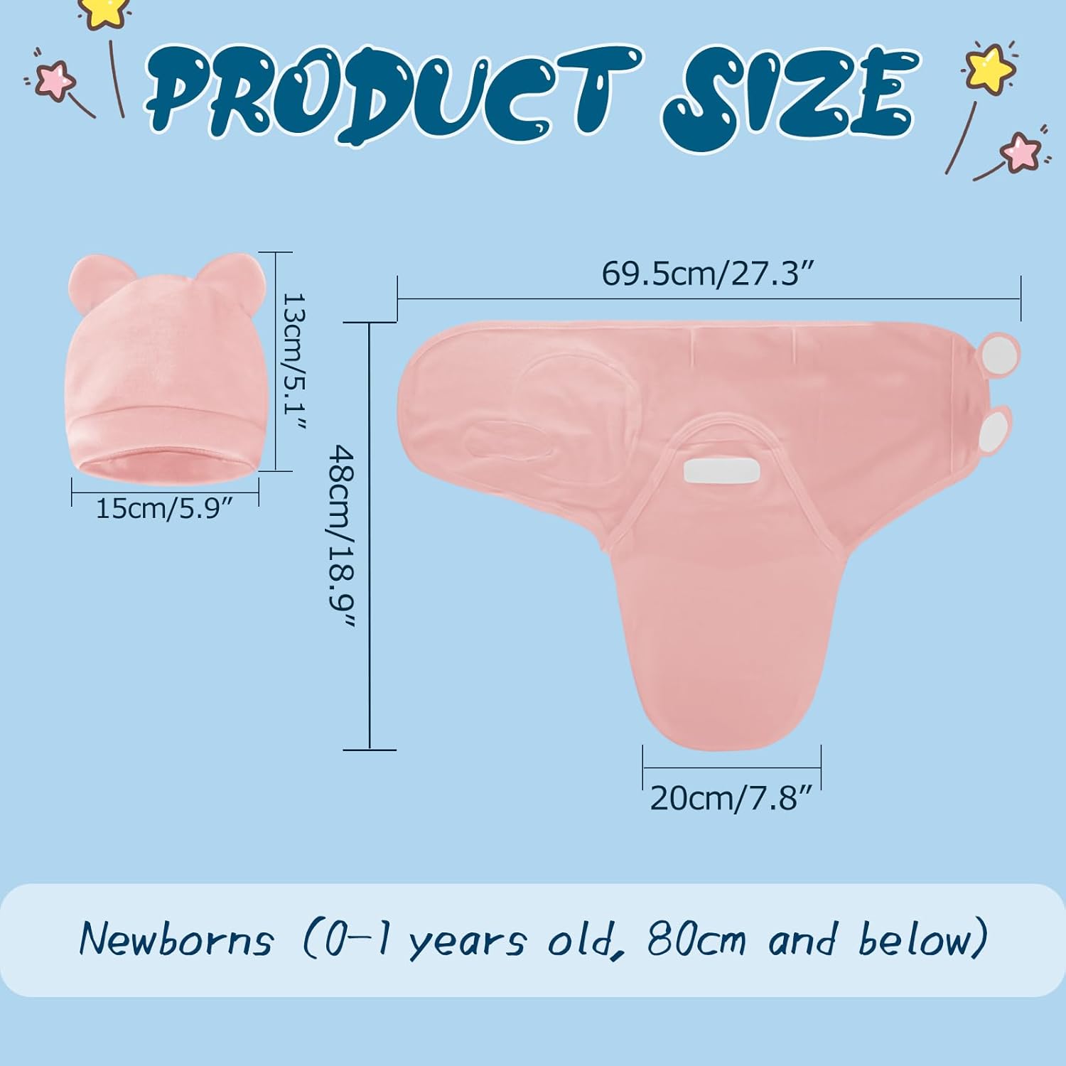 Baby Swaddle Sleep Sacks with Hats for 0-3 Months Baby Swaddle Blanket Wrap Newborn Swaddles Sack