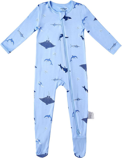 BubblePanda Rayon Made From Bamboo Baby Pajamas Baby Clothes for Boys Girls Unisex Zip-Front Non-Slip Onesie Sleeper