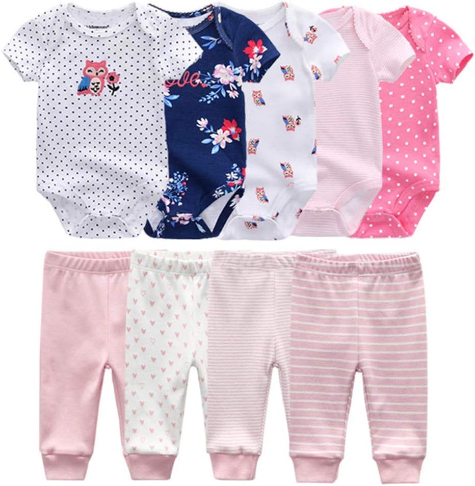 Baby Layette Set Baby Boys' 9-Piece Bodysuits Pants Set Toddler Girl Boy Unisex Baby Gift Sets