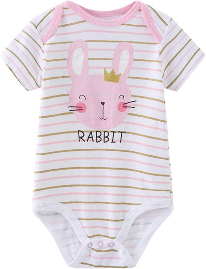Kiddiezoom Baby Bodysuit Newborn Short Sleeve baby One-Piece Cotton 5-Pack baby clothes