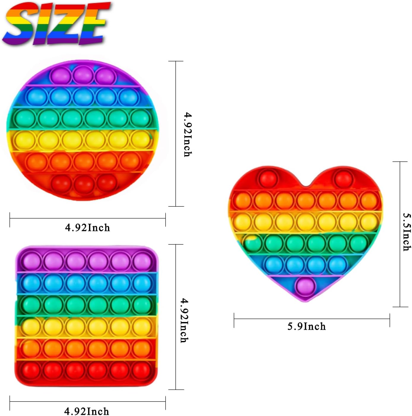 36pcs 5in Random Pop Bubble Fidget Sensory Toys, Pop Toy Bulk for Party Favor, Classroom Student Prizes Easter Basket Goodie Bag Stuffers Christmas Valentine Gift for Kid