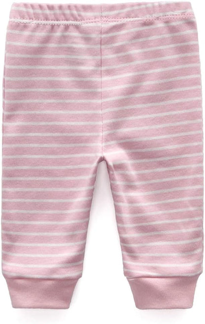 Unisex Newborn Baby Cotton 4-Pack Pants Embroidery Pringting Casual Leggings 0-24 Months for Boys and Girls