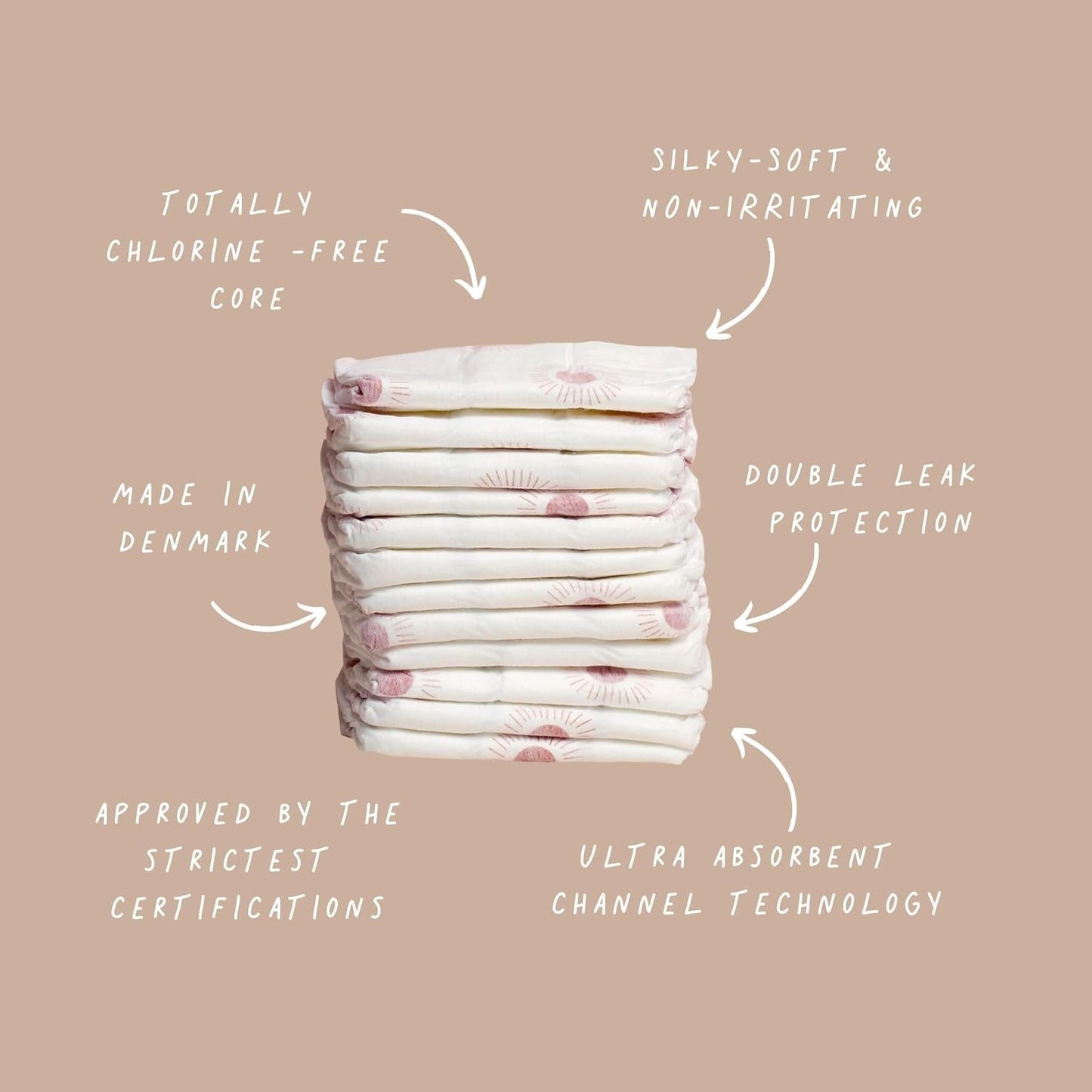 Joonya Baby Diapers, Size 2 S (7-13 lb) - 6 Bags of 30 (180) - New Range - NonToxic, Eco-Friendly, Ultra Slim, Overnight Use - Made in Denmark