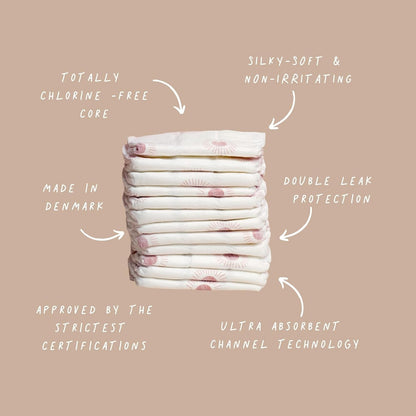Joonya Baby Diapers, Size 4 L (15-31 lb) - 6 Bags of 25 (150) - New Range - NonToxic, Eco-Friendly, Ultra Slim, Overnight Use - Made in Denmark
