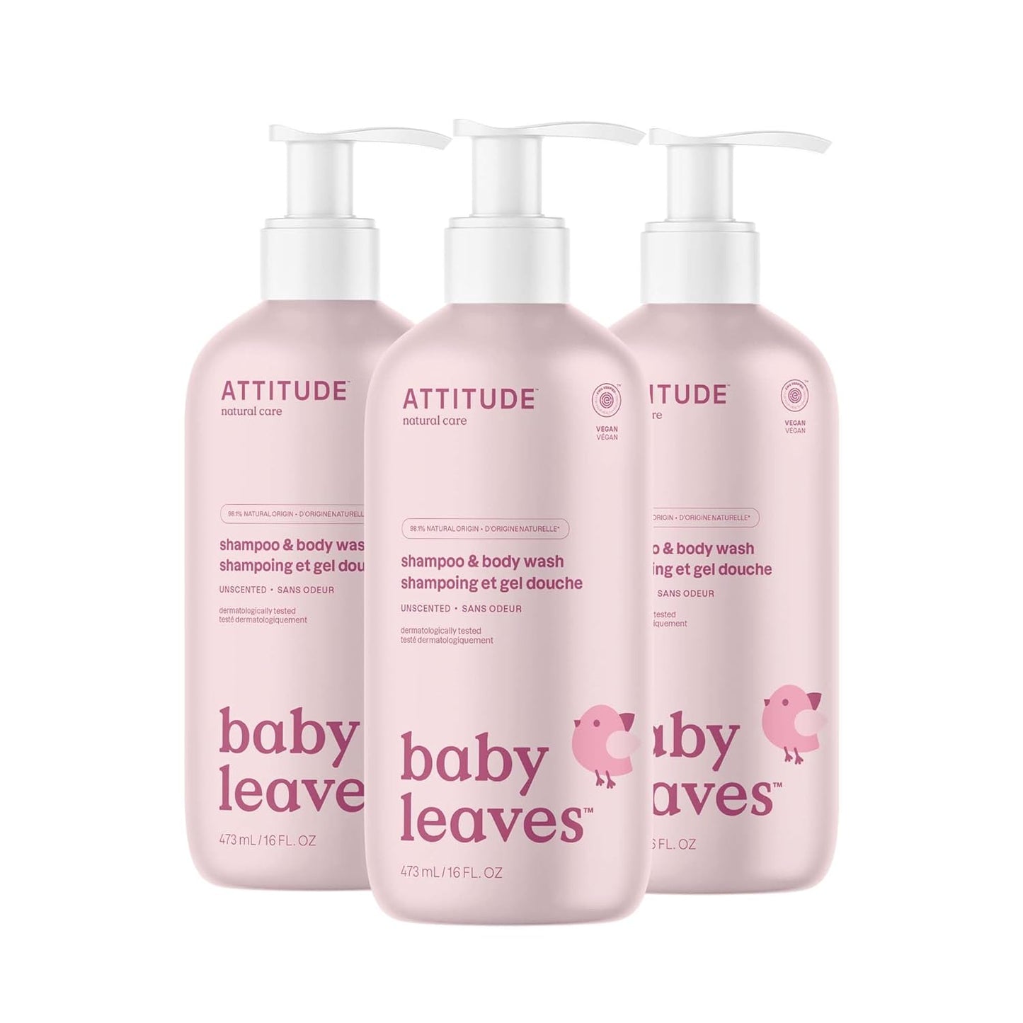 ATTITUDE 2-in-1 Shampoo and Body Wash for Baby, EWG Verified, Dermatologically Tested, Vegan