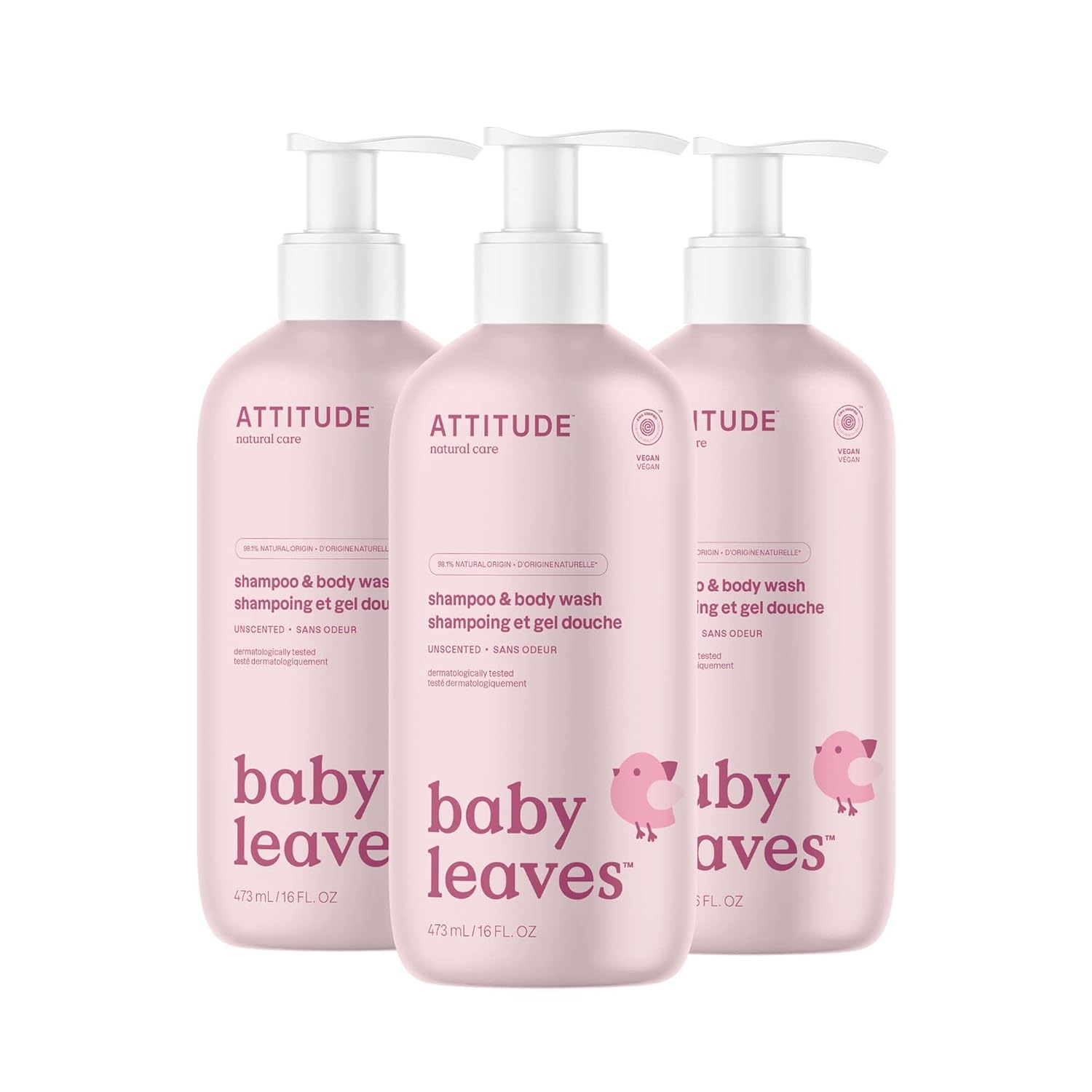 ATTITUDE 2-in-1 Shampoo and Body Wash for Baby, EWG Verified, Dermatologically Tested, Vegan