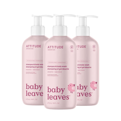 ATTITUDE 2-in-1 Shampoo and Body Wash for Baby, EWG Verified, Dermatologically Tested, Vegan