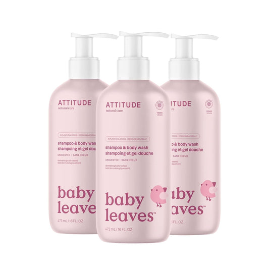 ATTITUDE 2-in-1 Shampoo and Body Wash for Baby, EWG Verified, Dermatologically Tested, Vegan