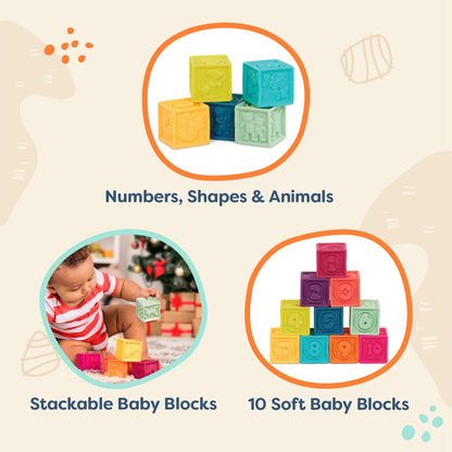 B. toys One Two Squeeze, 10 Soft Stacking Blocks, Blocks - 2, Baby