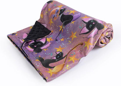 Baby Blanket for Boys Girls Soft Minky with Double Layer Dotted Backing, Halloween Printed 30 x 40 Inch Receiving Blanket (Halloween bat)